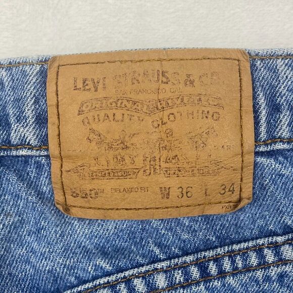 Vintage 90s Levis 550 Jeans Mens Size 36x34 Straight Leg Relaxed Fit Orange Tab - Picture 14 of 16